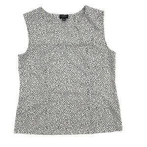 Stitch Collection White Black Polka Dot Sleeveless Blouse Squared Neck Size XL